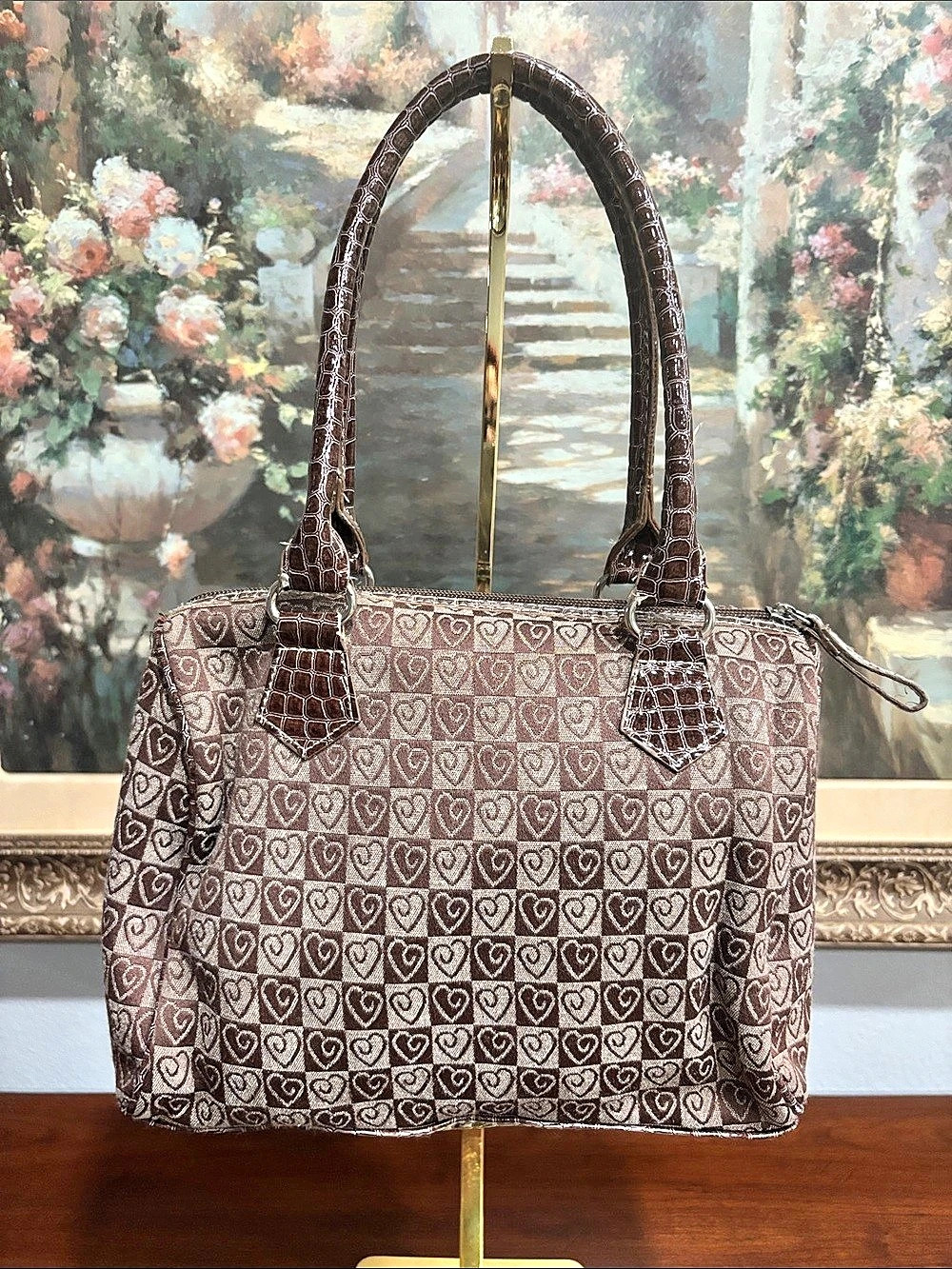 Brighton Heart Print Small Tote in Brown